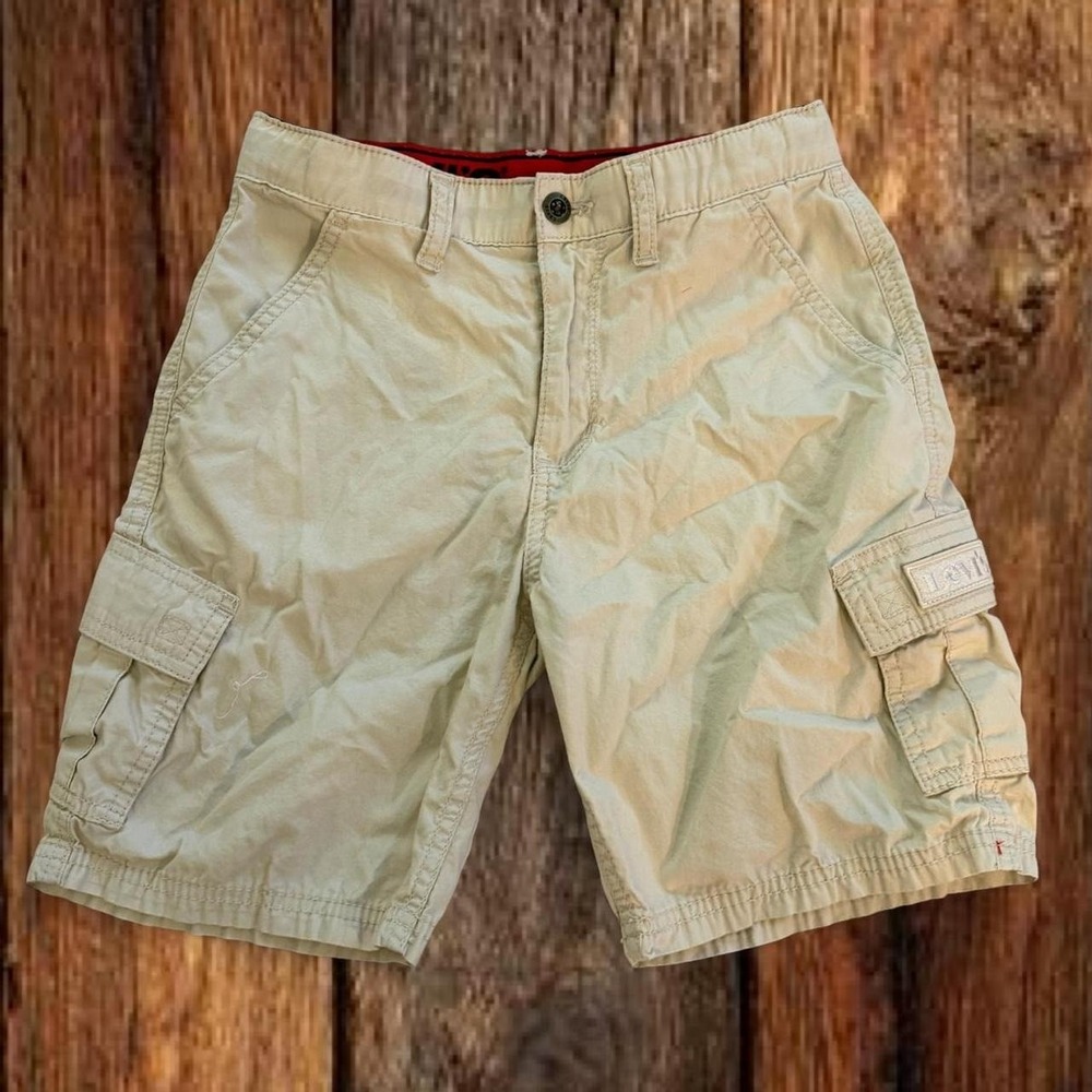 Levis Boys Size 12 Regular Khaki Cargo Shorts Cotton Utility W26 C769-X3D